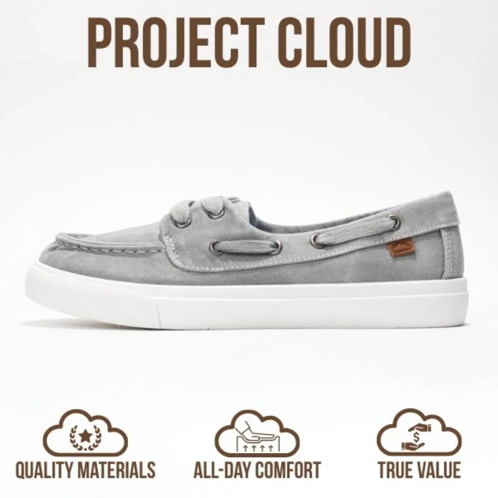 Project Cloud Seasalt Gray Memory Foam Canvas Boat Shoes Sneakers Women's 8 - Picture 5 of 8